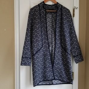 Lightweight long jacket/duster, navy & white, sz S